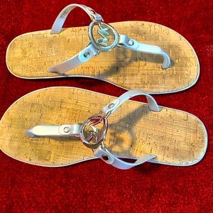 Michael Kors cork bed sandals / Silver